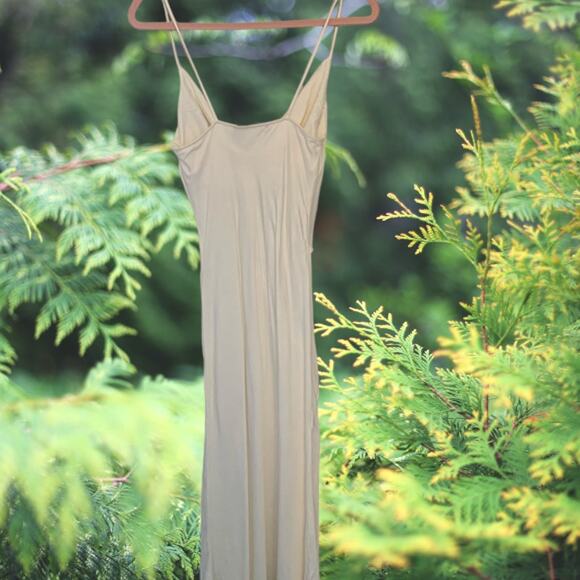 NWT - Zara Satin Effect Cream Midi Cowl Neck Slip Dress Size: XS - Picture 2 of 5